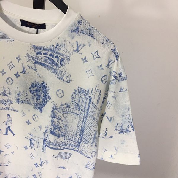 絶対欲しい！【爽やかに決まる】ルイヴィトン★Printed Cotton Tシャツ 偽物 1AGJYZ